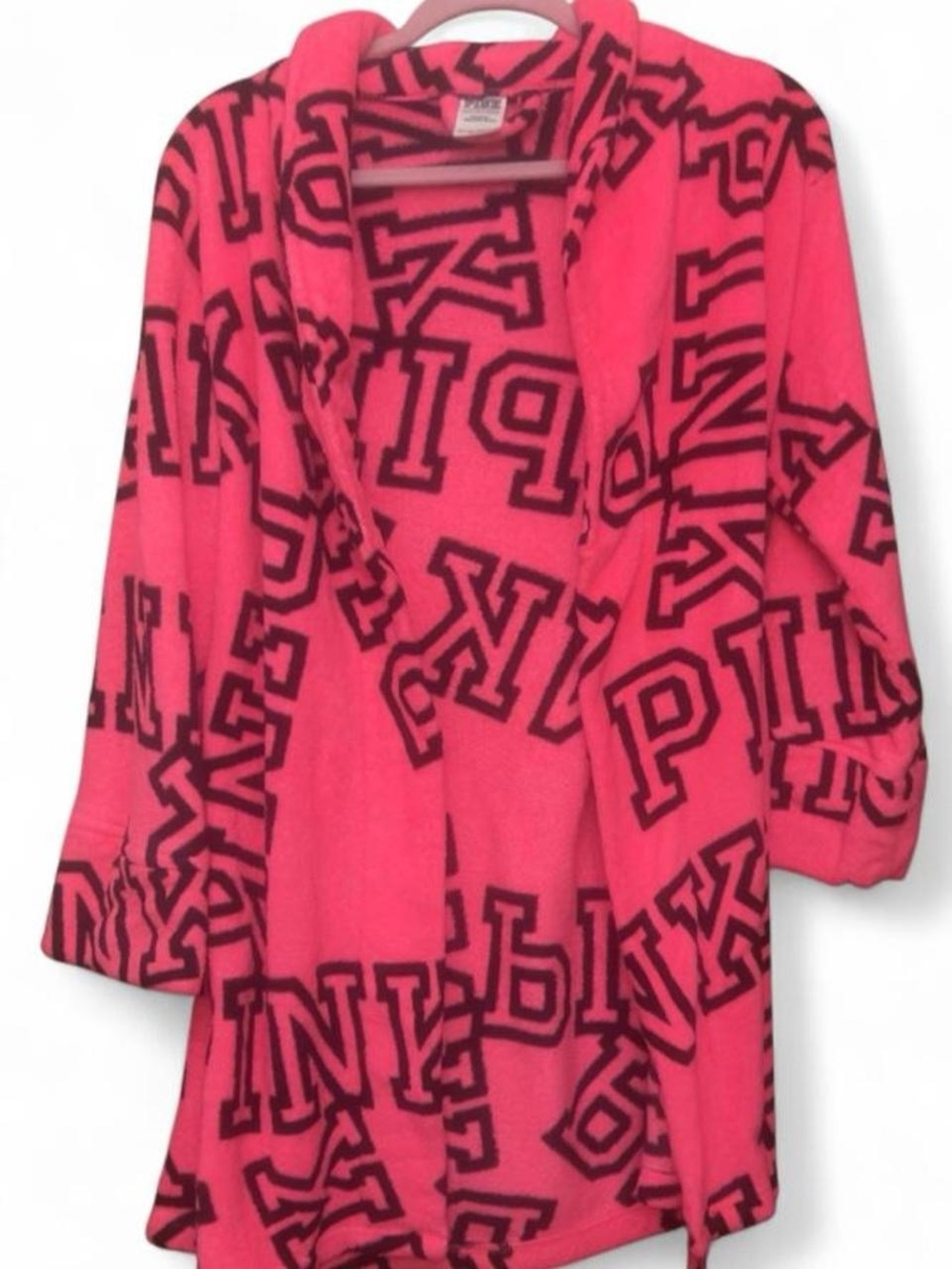 Victoria’s Secret PINK Hot Pink Logo Fleece Robe XS/S